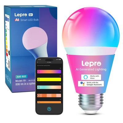 Lepro B1 Ai Smart Bulb E27Music SyncVoice ControlAi Lighting Design AssistantRgbcctWork With Alexa & Google Assistant from B&Q