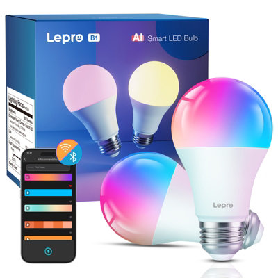 Lepro B1 Ai Smart Bulb E27Music SyncVoice ControlRgbcct Colour Changing BulbWork With Alexa & Google Assistant2 Packs from B&Q