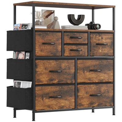 Feonase Tall Chest Of Drawers8 Fabric Dresser With Shelf And 3 Side PocketsMetal FrameMdf Top BoardVersatile Organizer from B&Q