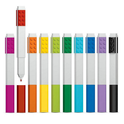 Lego Unisex Multi Assorted Colour Marker Pens Size 10 Pack Kids - Image 5