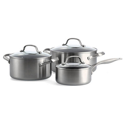Greenpan Geneva 3-Ply Stainless Steel Non-Stick 3 Piece Cookware Set from B&Q
