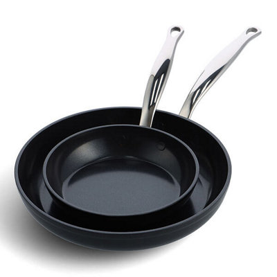Greenpan Barcelona Pro Aluminium Non-Stick 20Cm & 28Cm Frying Pan Set With Pan Protector Sheet from B&Q