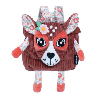 Les Dèglingos Les Degingos Corduroy Backpack Melimelos The Deer W/ Plush Handle 18+ Months from B&Q