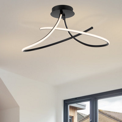 Cosylyte Carter 2 Light Integrated LedModern Curved Ceiling LightMatt Black from B&Q