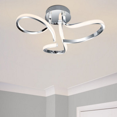 Cosylyte Moss 3 Light Integrated LedModern Curved Ceiling LightChrome from B&Q