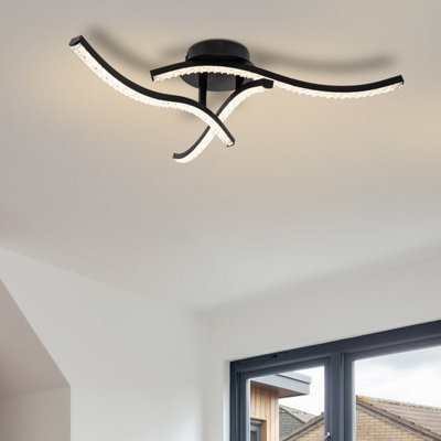 Cosylyte Kenworth 3 Light Integrated Led Modern Wavy Ceiling LightMatt Black from B&Q