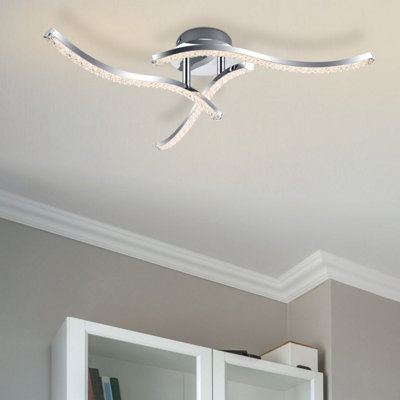 Cosylyte Kenworth 3 Light Integrated Led Modern Wavy Ceiling LightChrome from B&Q