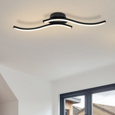 Cosylyte Kenworth 2 Light Integrated Led Modern Wavy Ceiling LightMatt Black from B&Q