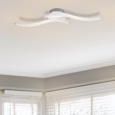 Cosylyte Kenworth 2 Light Integrated Led Modern Wavy Ceiling LightChrome from B&Q