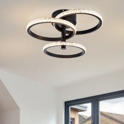 Cosylyte Cowan 3 Ring Integrated Led Modern Beaded Ceiling LightMatt Black from B&Q