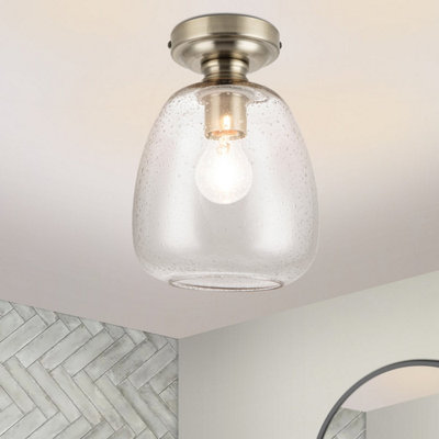 Cosylyte Buxton Bathroom Classic Bubble Glass Ceiling LightAntique Brass Base from B&Q
