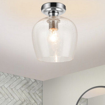 Cosylyte Oakdale Bathroom Classic Bubble Glass Ceiling LightChrome Base from B&Q