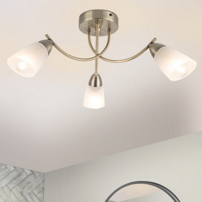 Cosylyte Hallie Bathroom 3 Light Classic Glass Ceiling LightAntique Brass from B&Q