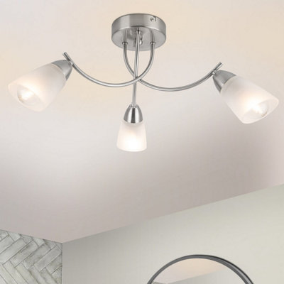 Cosylyte Hallie Bathroom 3 Light Classic Glass Ceiling LightBrushed Nickel from B&Q