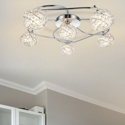 Cosylyte Mirri 6 Light Modern Glass Beaded Shade Ceiling LightChrome Base from B&Q