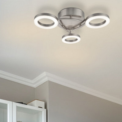 Cosylyte: COSYLYTE Juni 3 Ring Integrated LED Modern Ceiling Flush Light - Matt Nickel