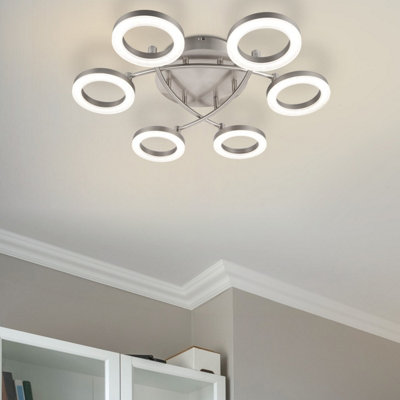 Cosylyte: COSYLYTE Juni 6 Ring Integrated LED Modern Ceiling Flush Light - Matt Nickel