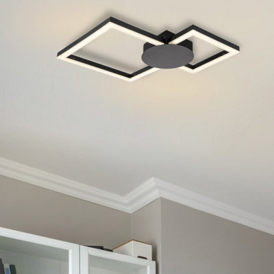 Cosylyte Miles Bathroom Double Square Integrated Led Ceiling LightMatt Black from B&Q