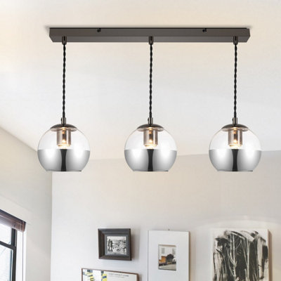 Cosylyte Marlo 3 Modern Smoky Glass Bar Pendant - Matt Base Light/Black