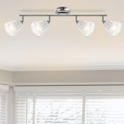B&Q -  Athella Bathroom 4 Light Modern Ribbed Glass SpotlightChrome Base