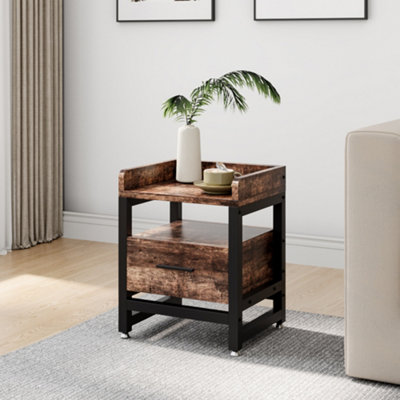 48cm H x 40cm W x 34cm DWooden Bedside Table Bedroom Nightstand Side Table with Drawer