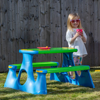 48cm Kids Outdoor Garden Patio Plastic Picnic Table and Bench | DIY at B&Q