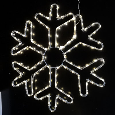 48cm Outdoor 8 Function Battery LED Metal Christmas Snowflake in Warm White