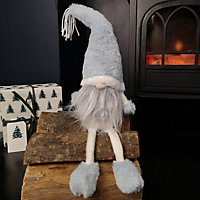 48cm Pastel Blue Plush Sitting Christmas Gonk with Dangly Legs Decoration