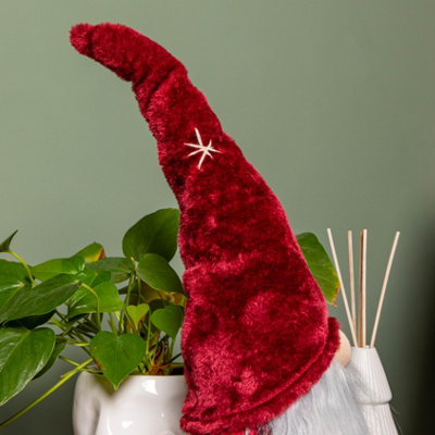 48cm Red Tartan Sitting Christmas Gonk with Snowflake Hat - 4