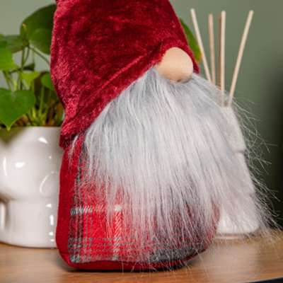 48cm Red Tartan Sitting Christmas Gonk with Snowflake Hat - 5