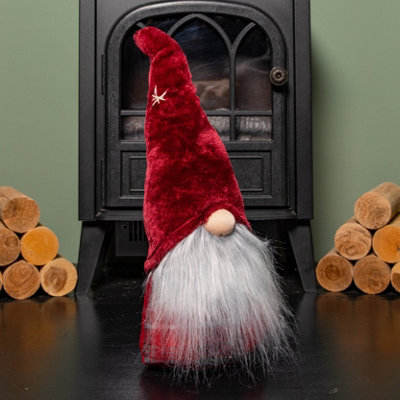 48cm Red Tartan Sitting Christmas Gonk with Snowflake Hat - 6