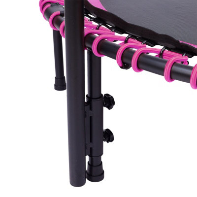 48in Bungee Cords Foldable Round Trampoline with Adjustable U-Handle Bar in Pink for Indoor Outdoor - 7