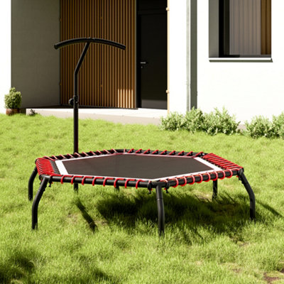 48in Bungee Cords Hexagonal Trampoline with Adjustable T-Bar Handle in Red