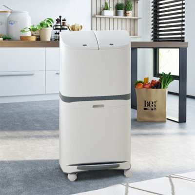 48L DUAL-COMPARTMENT STEP-ON RECYCLING BIN WITH REMOVABLE INNER BUCKETS