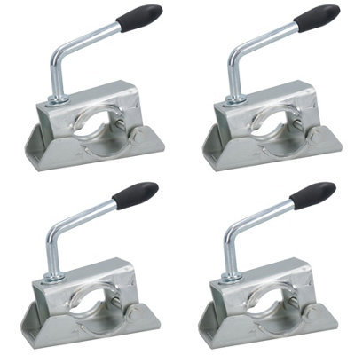 48mm Pressed Steel Jockey Wheel Clamp Prop Stand Trailer Caravan Zinc Plated 4pc