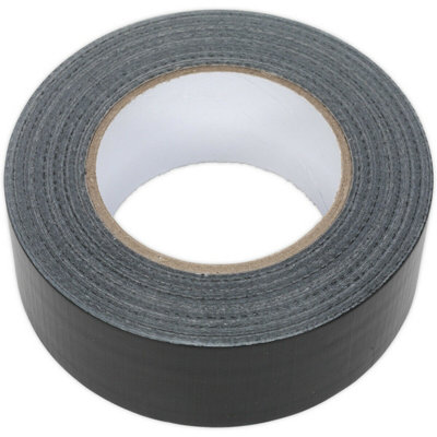 48mm x 50m BLACK Duct Tape Roll - EASY TEAR - High Tack Moisture Resistant Seal