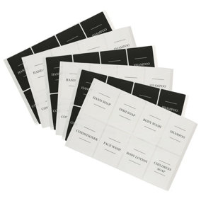 48pc Soap Dispenser Labels Set - White/Black - Pack of 3