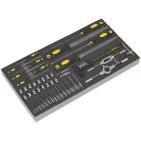 48pc Tap & Die Set with 510 x 270mm Tool Tray - Files & Digital Calipers Tool