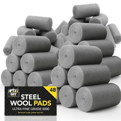 48pk Steel Wool Pads Fine Grade 0 Metal Scourers for Polishing Buffing ...