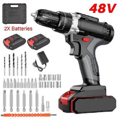 48V Cordless Hammer Drill & Impact Driver Set with 2 Batteries
