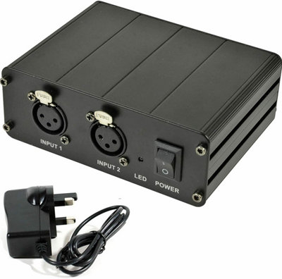 48V Dual/Twin XLR Phantom Power Supply - For Condenser Microphones & Mixers