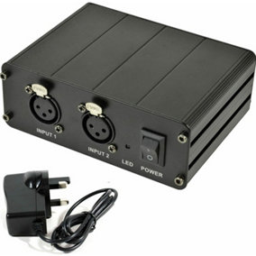 48V Dual/Twin XLR Phantom Power Supply - For Condenser Microphones & Mixers