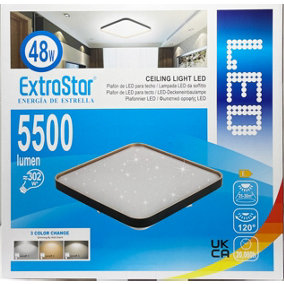 48W LED Square Ceiling Light CCT Color Changing 6500K 3000K 3 in 1,5500 Lumen