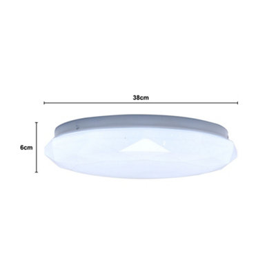 48W Ultra-thin Diamond Translucent Acrylic Shade Ceiling Light, 38cm Dia
