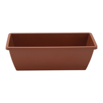 49.5cm W Plastic Planter 5-Piece Rectangle Garden Planter Set, Brick Red