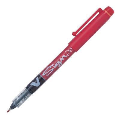 Pilot V Sign Pen1 Pack (Red) 0.6mm Tip / 1.0mm Medium LinePrecision Writing from B&Q