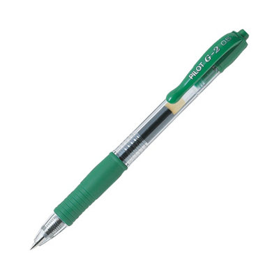 Pilot G-2 Rollerball Pen Set12 Pack (Green) 0.5mm Fine TipSmoothPrecise Writing from B&Q