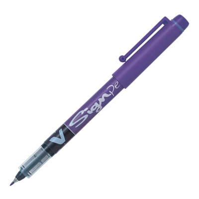 Pilot V Sign Liquid Ink Marker Pen Set12 Pack (Purple) 0.6mm TipPrecision Writing from B&Q