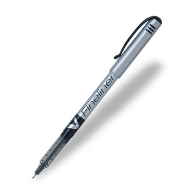 Pilot V Fineliner Pen Set12 Pack (Black) 0.5mm Fine TipSmoothPrecise Writing from B&Q