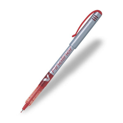 Pilot V Fineliner Pen Set12 Pack (Red) 0.5mm Fine TipSmoothPrecise Writing from B&Q